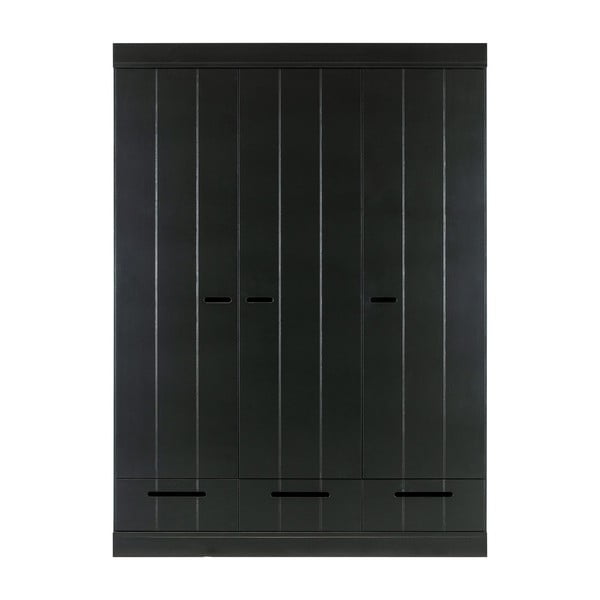 Dulap din lemn de pin WOOOD Connect, lățime 140 cm, negru