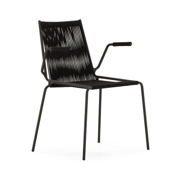 Scaune de dining negre cu cotiere/stivuibile 2 buc. din metal Emily – Marckeric