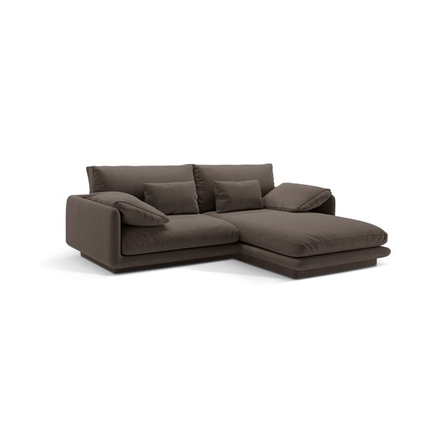 Colțar maro cu tapițerie din catifea (cu colț pe partea dreaptă/cu șezlong) Torino – Micadoni -image-2