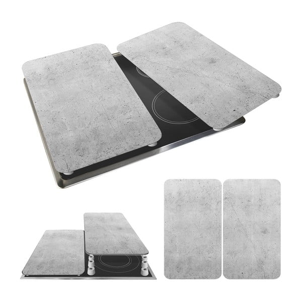 Set 2 protecții din sticlă pentru aragaz Wenko Universal, gri-image-3