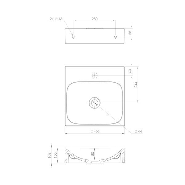 Chiuvetă albă din compozit mineral 40x40 cm Emona – Sapho-image-4