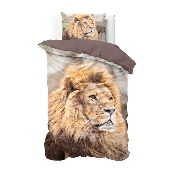 Lenjerie de pat din bumbac Sleeptime Lion, 140 x 220 cm