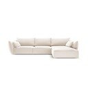Colțar bej cu tapițerie din catifea (cu colț pe partea dreaptă, cu șezlong) Vanda – Mazzini Sofas