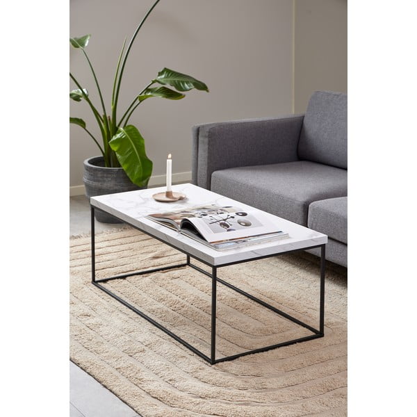 Măsuță de cafea bej cu blat cu aspect de marmură 55x110 cm Barossa – Actona-image-1