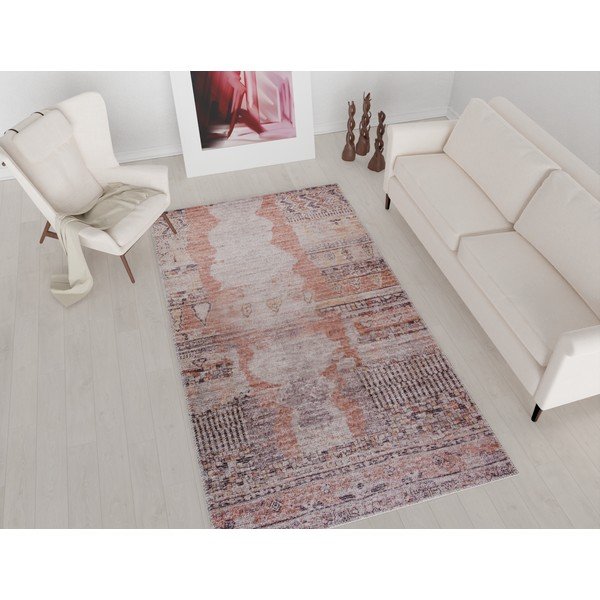 Covor roșu deschis lavabil 180x120 cm - Vitaus-image-1