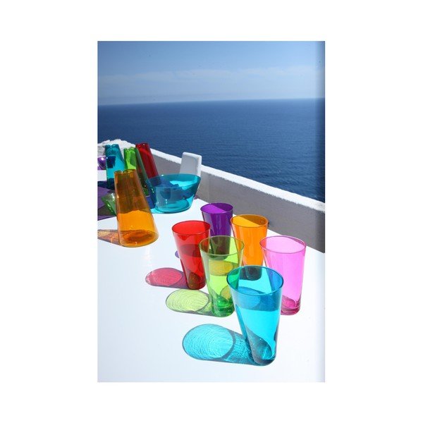 Set 3 pahare handmade din sticlă Surdic Ponza, 300 ml, mov-image-1