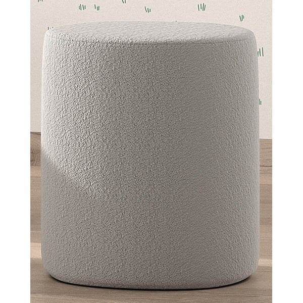 Puf de copii gri deschis cu tapițerie din stofă bouclé MOON – Vipack-image-1