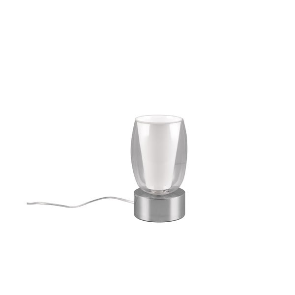 Veioză argintie cu abajur din sticlă (înălțime 24 cm) Barret – Trio Select