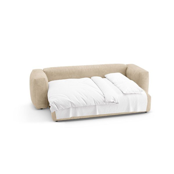 Canapea modulară crem extensibilă cu tapițerie din catifea 264 cm – Micadoni -image-4