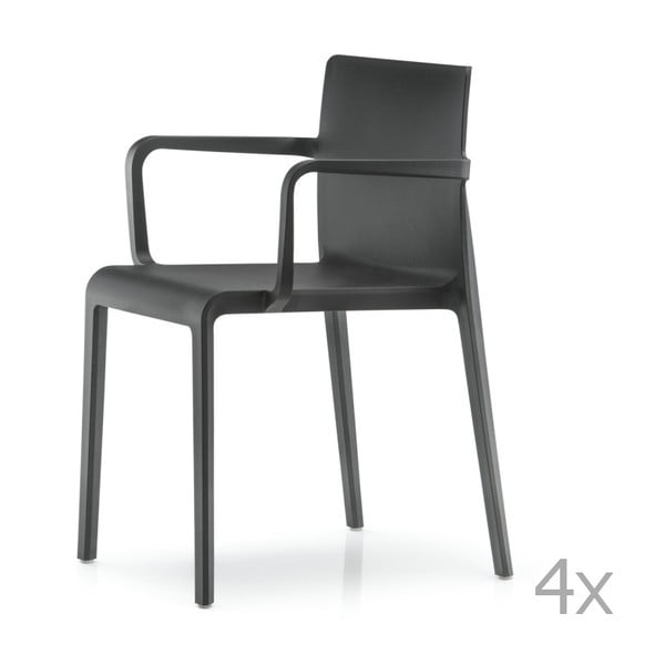 Set 4 scaune cu cotiere Pedrali Volt, negru
