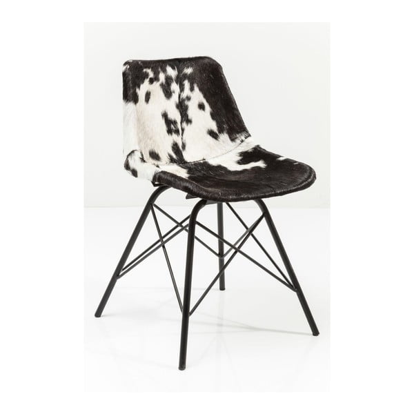 Scaun cu tapițerie din piele Kare Design Haudy. alb-negru