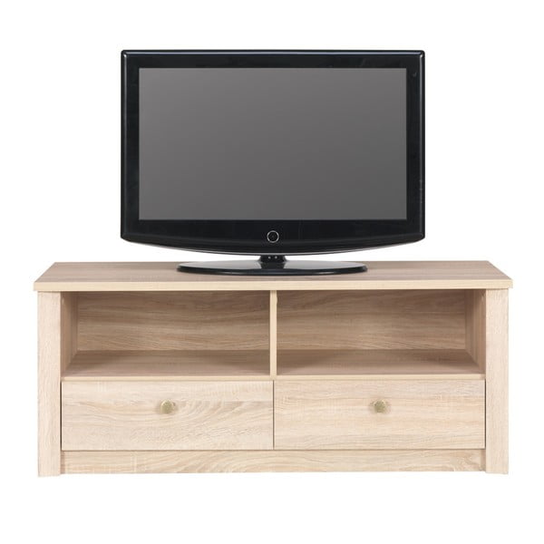 Măsuță TV cu elemente în decor lemn de stejar cu 2 sertare Maridex Finezja