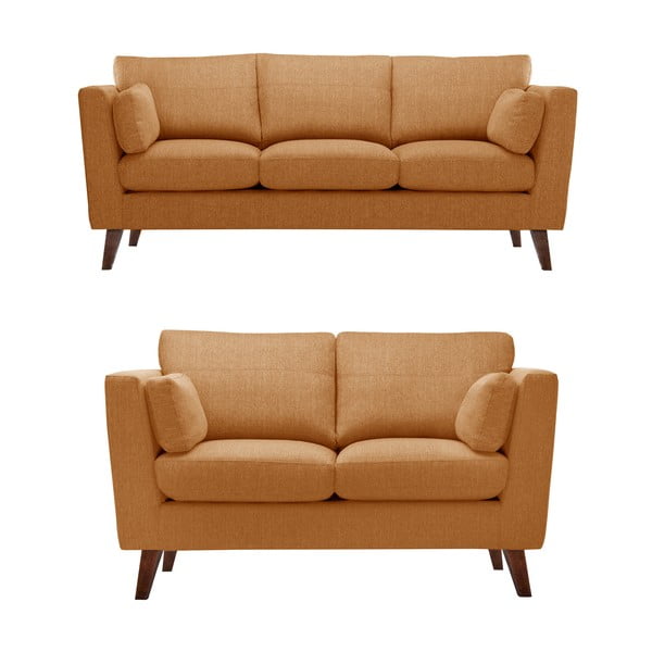 Set 2 canapele pentru 2 și 3 persoane Jalouse Maison Elisa, portocaliu