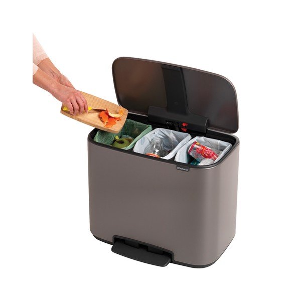 Coș de gunoi gri de reciclat/cu pedală din oțel 33 l Bo – Brabantia-image-2