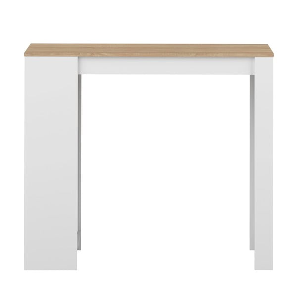 Masă de bar albă cu blat cu aspect de stejar 115x50 cm Aravis - TemaHome -image-2