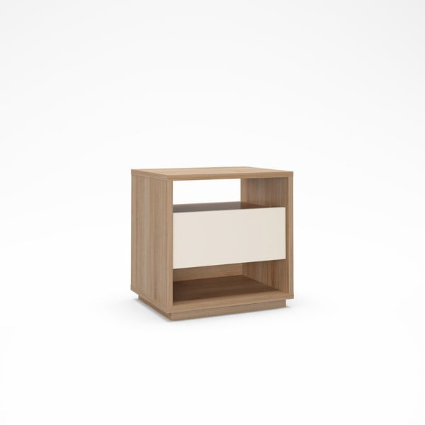 Noptieră crem/în culoare naturală cu aspect de lemn de stejar Dennis – Marckeric-image-2