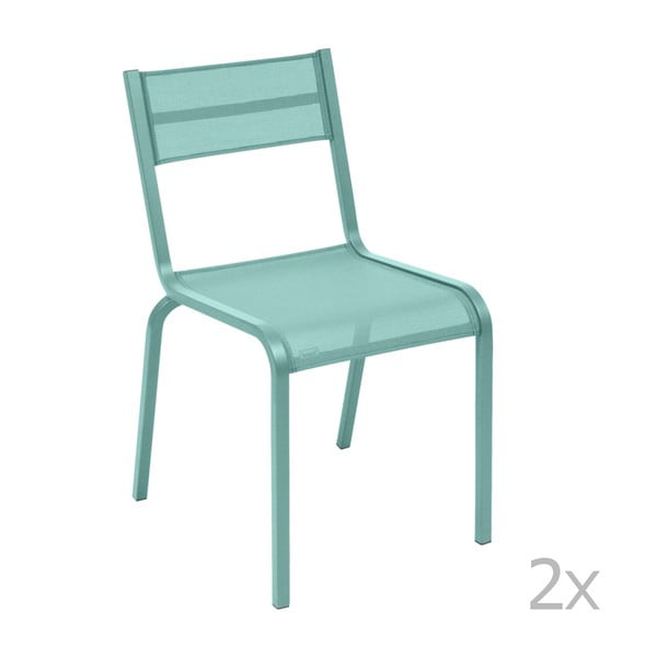 Set 2 scaune de grădină Fermob Oléron, albastru deschis