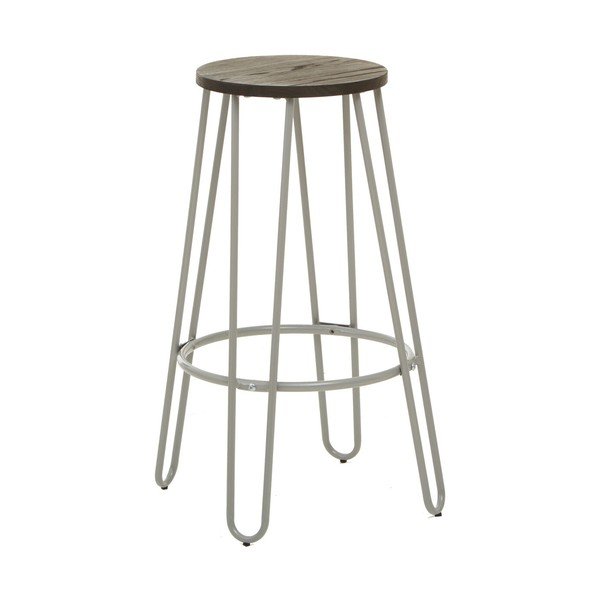 Scaun de bar gri/în culoare naturală închisă din lemn de ulm (înălțime șezut 75 cm) District – Premier Housewares