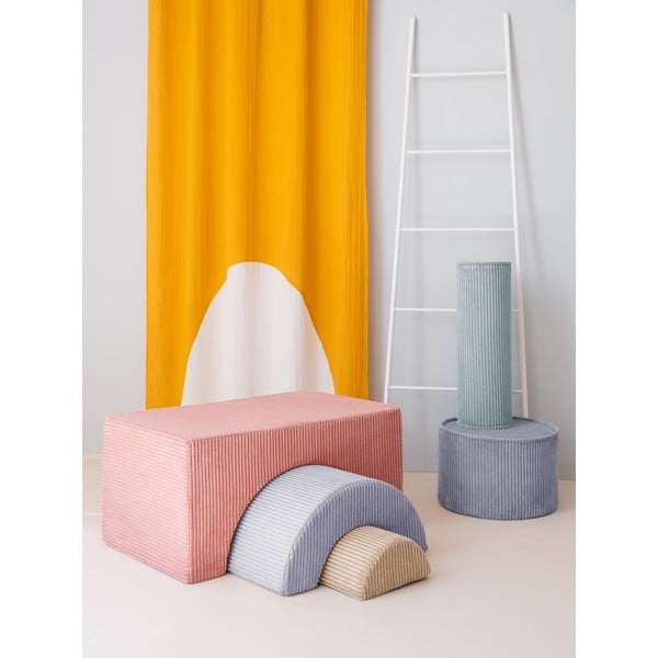 Teren de joacă din spumă roz 3 buc. din catifea reiată înălțime 37 cm 75x49 cm Rainbow Montessori – Wigiwama-image-3