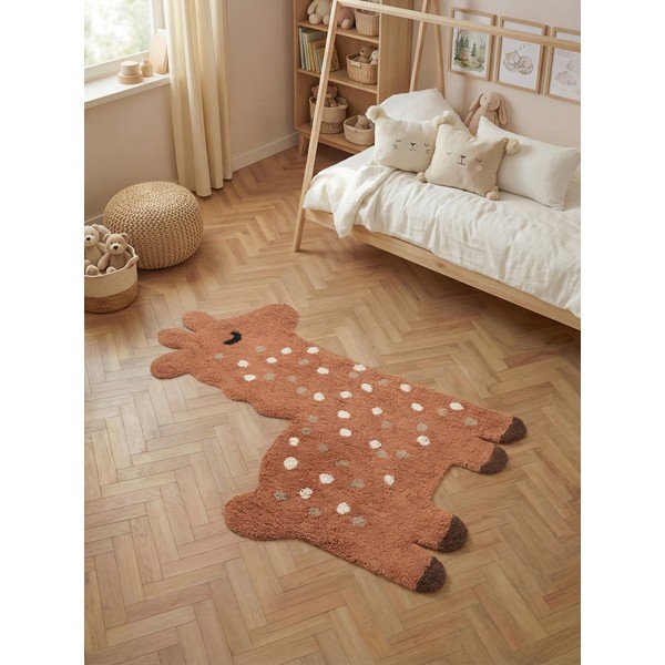 Covor pentru copii maro lavabil/țesut manual din bumbac 89x120 cm Snuggle Gino – Hanse Home-image-1