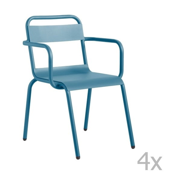 Set 4 scaune de grădină, cu cotiere Isimar Biarritz, albastru