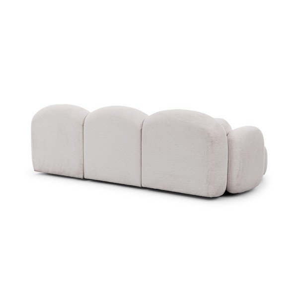 Colțar crem cu tapițerie din țesătură bouclé (cu colț pe partea stângă/cu șezlong) Orbit – Ropez-image-3