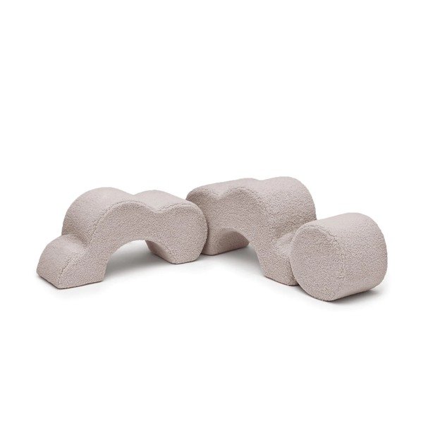 Teren de joacă din spumă gri deschis 3 buc. din material bouclé înălțime 27 cm 88x90 cm – Meowbaby-image-3