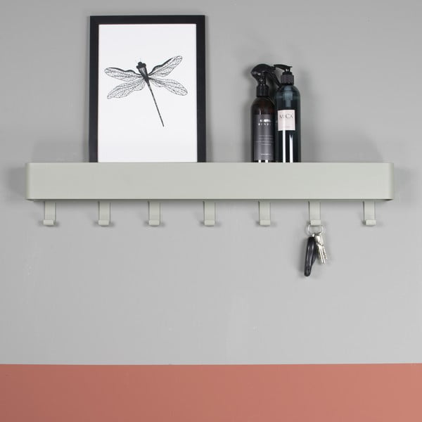 Cuier de perete verde prăfuit cu raft din metal 72 cm Dax Play – Spinder Design-image-2