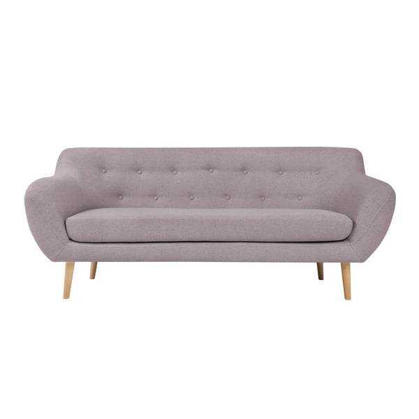 Canapea cu 3 locuri și picioare de culoare deschisă Mazzini Sofas Sicile, roz