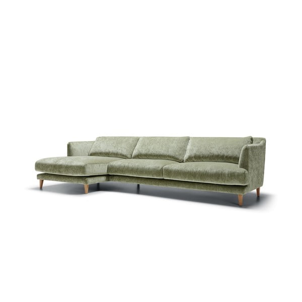 Colțar verde deschis cu tapițerie din catifea (cu colț pe partea stângă) Vera – Sits