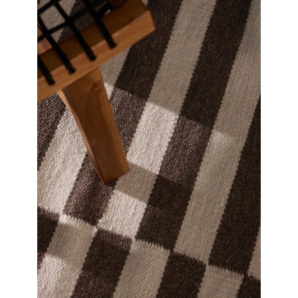 Covor alb/maro reversibil/țesut manual din lână 160x230 cm Vika – Hanse Home-image-2