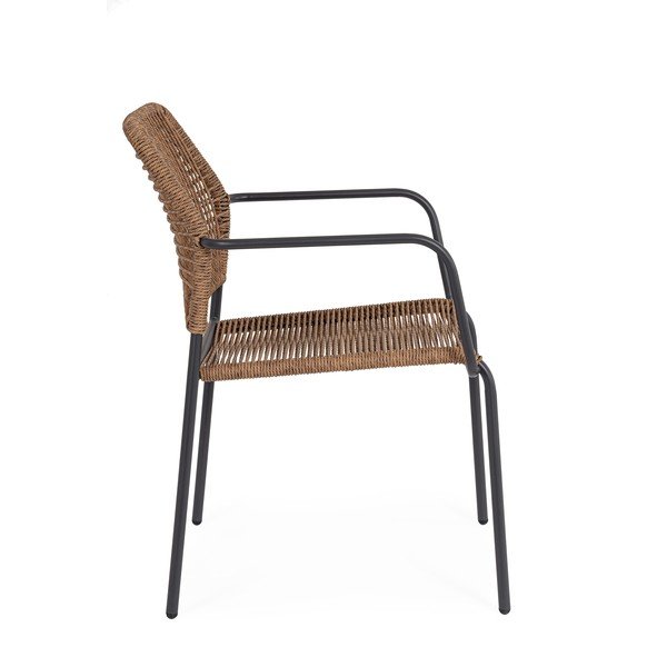 Scaun de grădină gri închis/în culoare naturală din metal Jable – Bizzotto-image-3