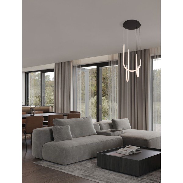 Lustră albă/negru-mat LED cu intensitate reglabilă din oțel cu abajur din sticlă acrilică ø 41 cm Topaz – Nova Luce-image-1