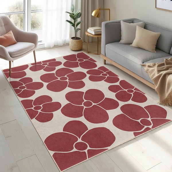 Covor tip traversă roșu lavabil 80x200 cm Red Meadow – Mila Home-image-4