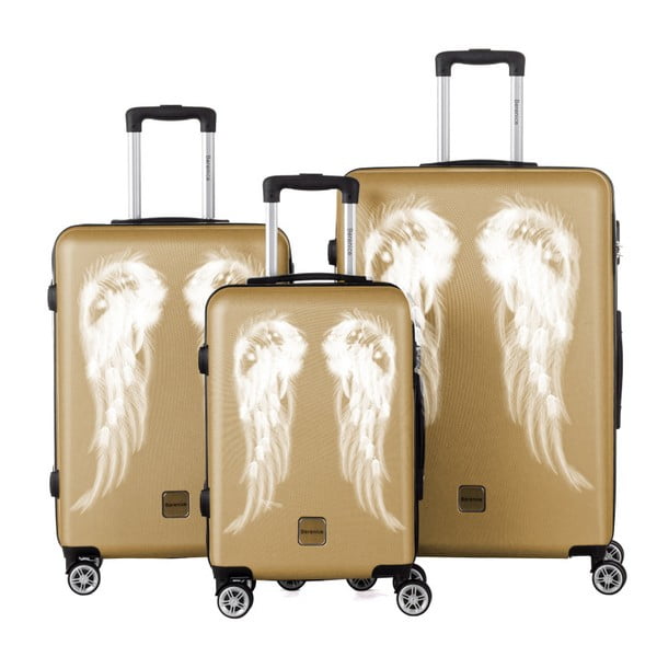 Set 3 trolere cu roți Berenice Wings, auriu
