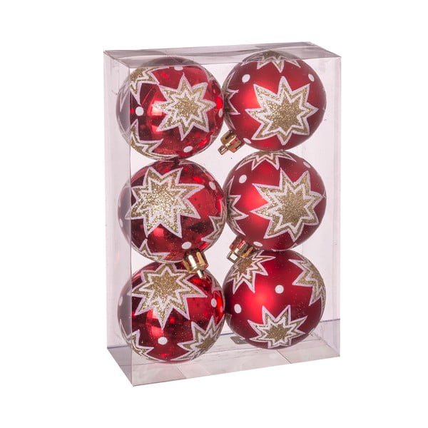Set 6 globuri de Crăciun Unimasa Estrellas, ø 5 cm, roșu