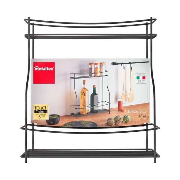 Raft suplimentar cu două polițe pentru bucătărie Metaltex Balsamico Lava, negru-image-3
