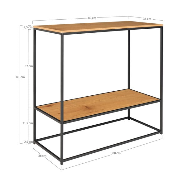 Masă consolă cu blat cu aspect de lemn de stejar 80x36 cm Vita – House Nordic-image-4