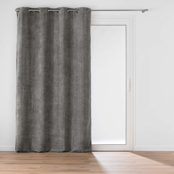 Draperie gri antracit din janilie 140x260 cm Leo – douceur d'intérieur
