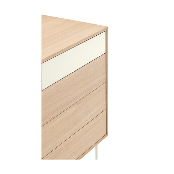 Comodă cu aspect de lemn de stejar Teulat Yoko, alb-crem-image-4