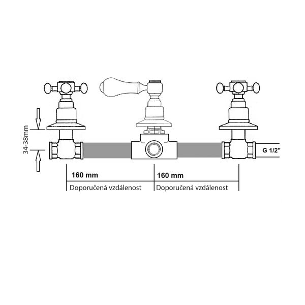 Baterie argintiu-lucioasă/aurie pentru duș încastrată (2 ieșiri) Antea – Sapho-image-3