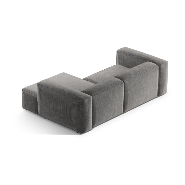 Colțar gri deschis cu tapițerie din catifea reiată  (cu colț pe partea dreaptă/cu șezlong) Bergamo – Cosmopolitan Design-image-4