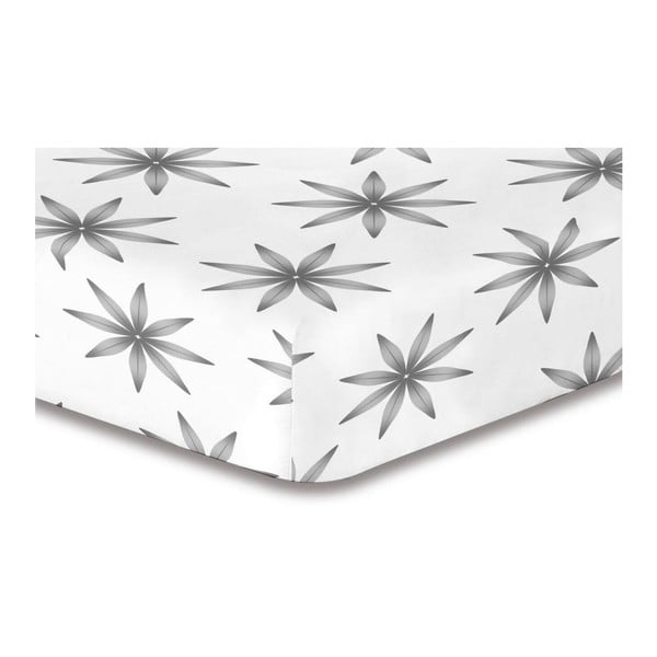 Cearşaf cu elastic DecoKing Lucky, 220 x 200 cm, alb - gri