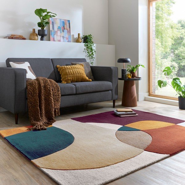 Covor mov țesut manual din lână 120x170 cm Glow Purple Multi – Flair Rugs-image-1