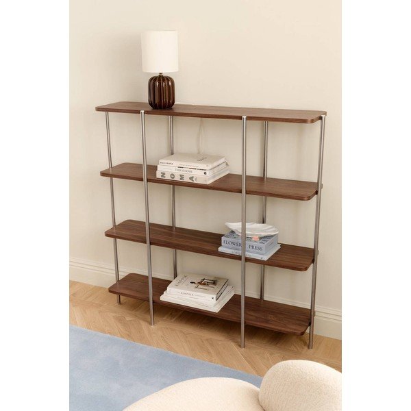 Etajeră în culoare naturală închisă cu aspect de lemn de nuc 120x120x30 cm Lyllo – Ellos Home-image-1