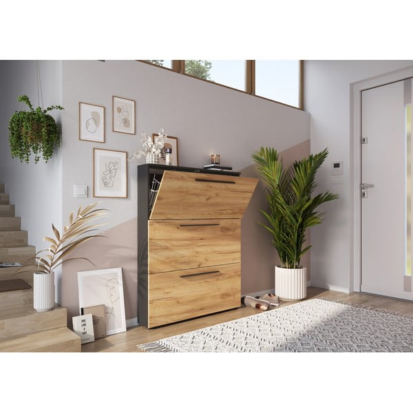 Pantofar cu deschidere înclinată gri închis în decor de stejar Wildomar - Germania-image-4