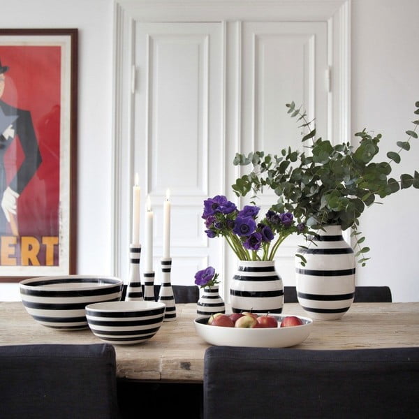 Vază din gresie Kähler Design Omaggio, înălțime 20 cm, negru - alb-image-4