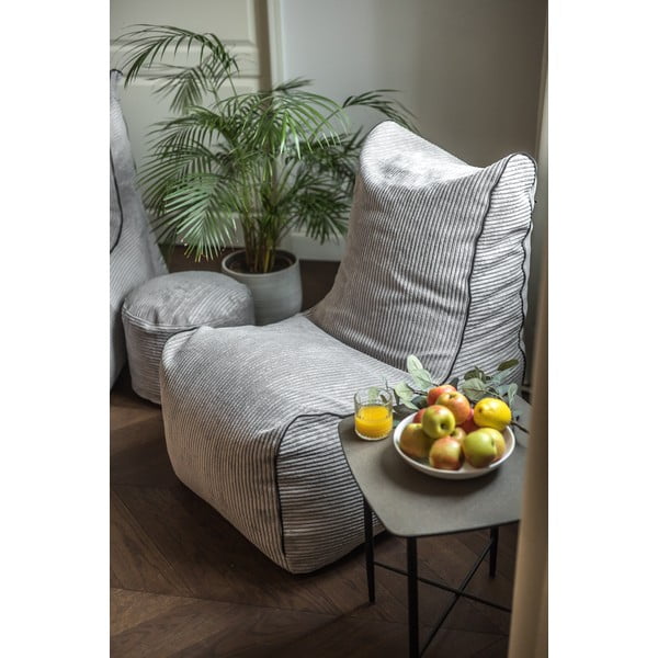 Fotoliu bean bag gri deschis cu tapițerie din catifea reiată Seat Lounge – SLOWDOWN-image-1