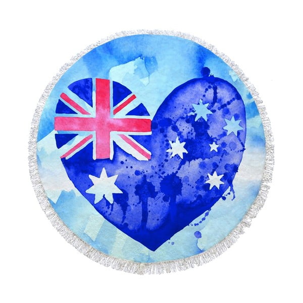 Prosop de plajă rotund Australia Blue Hearth, Ø 150 cm