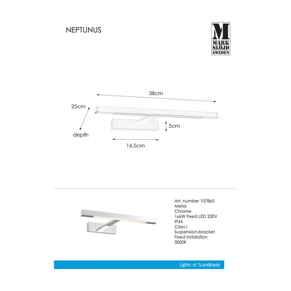 Aplică de perete argintie LED (lungime 38 cm) Neptunus – Markslöjd-image-2